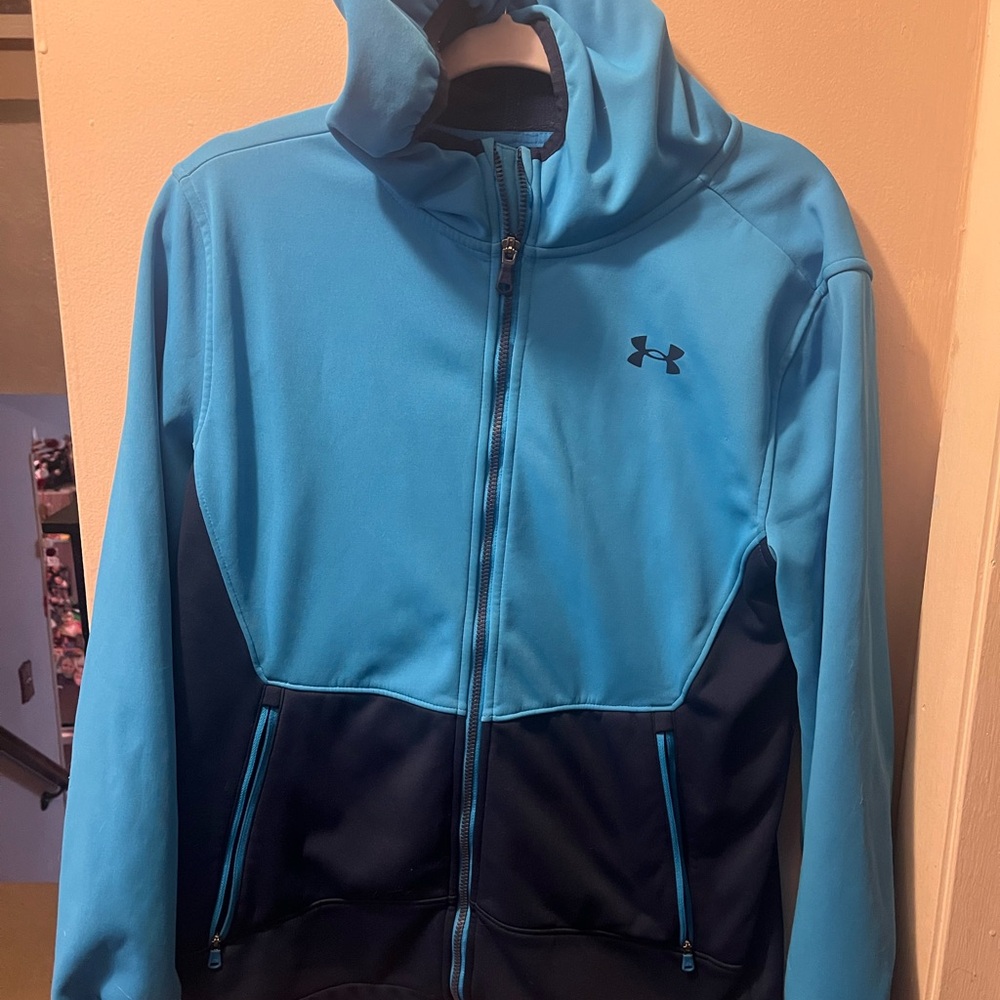 Under Armour Youth XL Blue and Black Hoodie mid weight jacket.